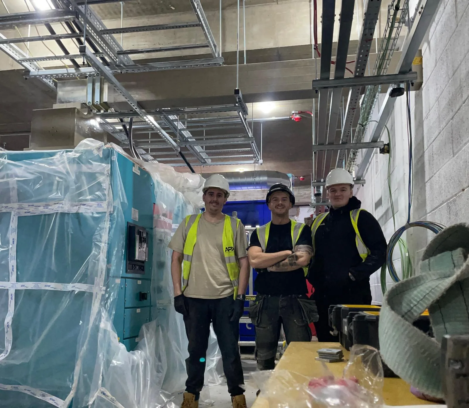 APX busbar installation team at Royal Surrey County Hospital